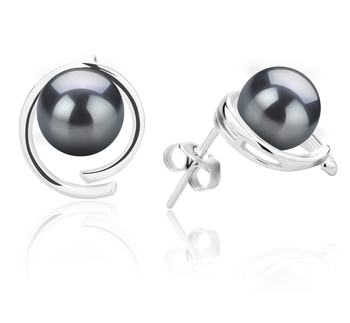 7-8mm AAAA Quality Freshwater Cultured Pearl Earring Pair in Raina Black 7-8mm AAAA Quality Freshwater Cultured Pearl Earring Pair in Raina Black