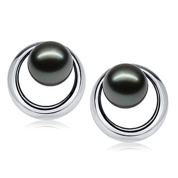 9-10mm AAA Quality Tahitian Cultured Pearl Earring Pair in Rising Sun Black 9-10mm AAA Quality Tahitian Cultured Pearl Earring Pair in Rising Sun Black