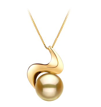 10-11mm AA Quality South Sea Cultured Pearl Pendant in Rosalie Gold