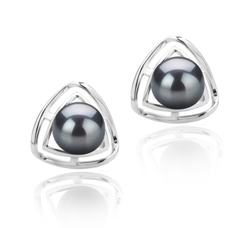 6-7mm AAAA Quality Freshwater Cultured Pearl Earring Pair in Rowan Black 6-7mm AAAA Quality Freshwater Cultured Pearl Earring Pair in Rowan Black