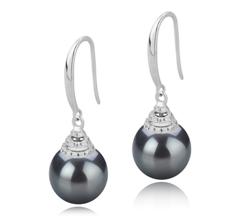 10-11mm AAA Quality Tahitian Cultured Pearl Earring Pair in Roxanne Black 10-11mm AAA Quality Tahitian Cultured Pearl Earring Pair in Roxanne Black