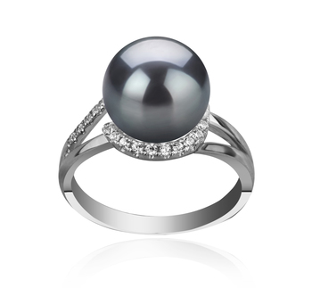 9-10mm AAA Quality Tahitian Cultured Pearl Ring in Royisal Black 9-10mm AAA Quality Tahitian Cultured Pearl Ring in Royisal Black