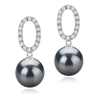 9-10mm AAA Quality Tahitian Cultured Pearl Earring Pair in Sabrina Black 9-10mm AAA Quality Tahitian Cultured Pearl Earring Pair in Sabrina Black