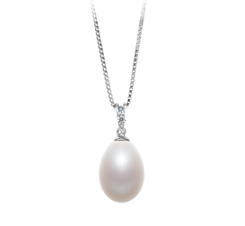 10-11mm AA - Drop Quality Freshwater Cultured Pearl Pendant in Salina White