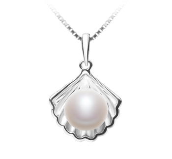 7-8mm AA Quality Freshwater Cultured Pearl Pendant in Shell White