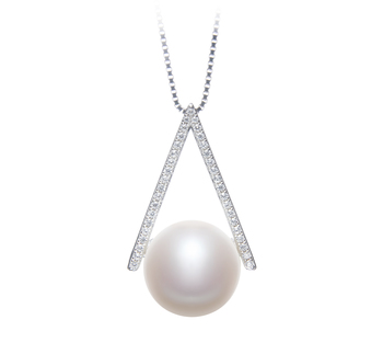 12-13mm AA Quality Freshwater Cultured Pearl Pendant in Triangle White