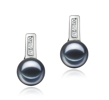 7-8mm AAAA Quality Freshwater Cultured Pearl Earring Pair in Valery Black 7-8mm AAAA Quality Freshwater Cultured Pearl Earring Pair in Valery Black