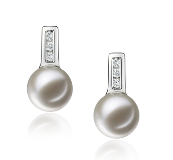 7-8mm AAAA Quality Freshwater Cultured Pearl Earring Pair in Valery White