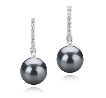 10-11mm AAA Quality Tahitian Cultured Pearl Earring Pair in Verna Black 10-11mm AAA Quality Tahitian Cultured Pearl Earring Pair in Verna Black