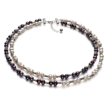 6-7mm A Quality Freshwater Cultured Pearl Necklace in YinYang Black 6-7mm A Quality Freshwater Cultured Pearl Necklace in YinYang Black