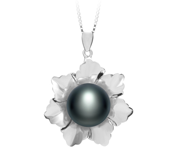 11.5-12mm AA Quality Freshwater Cultured Pearl Pendant in Zoe Black